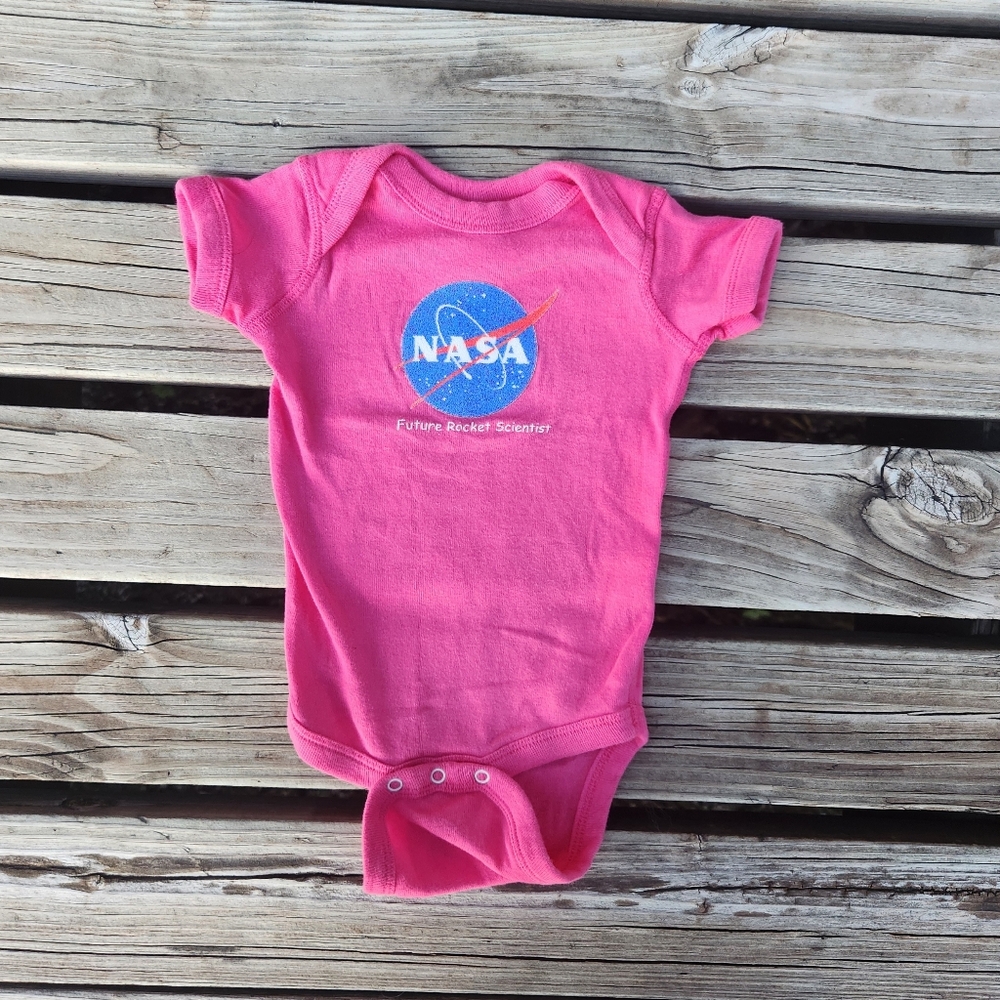 Nasa Future Rocket Scientist Girl 6 Months Onesie Baby Pink Rabbit Skins